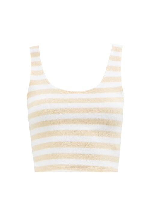 The Upside - Makai Lana Striped Cotton-blend Terry Top - Womens - Beige Stripe