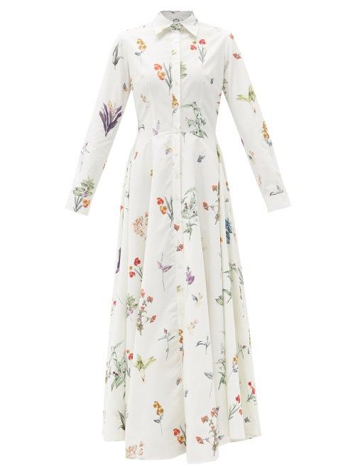 Evi Grintela - Juliette Floral-print Cotton-poplin Shirt Dress - Womens - White Print