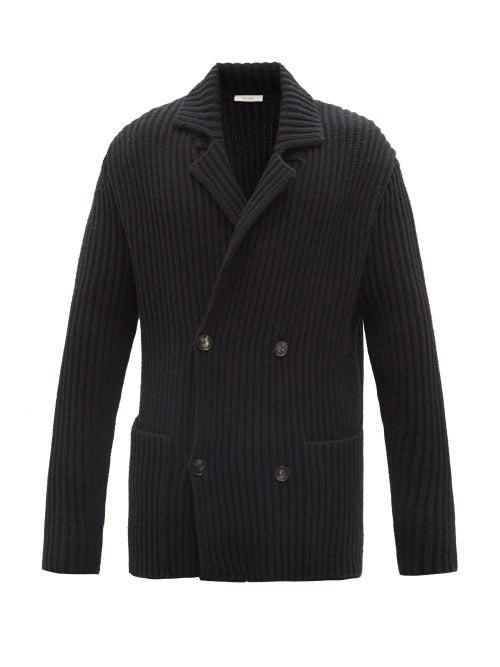 The Row - Delfino Double-breasted Ribbed-knit Cardigan - Mens - Black