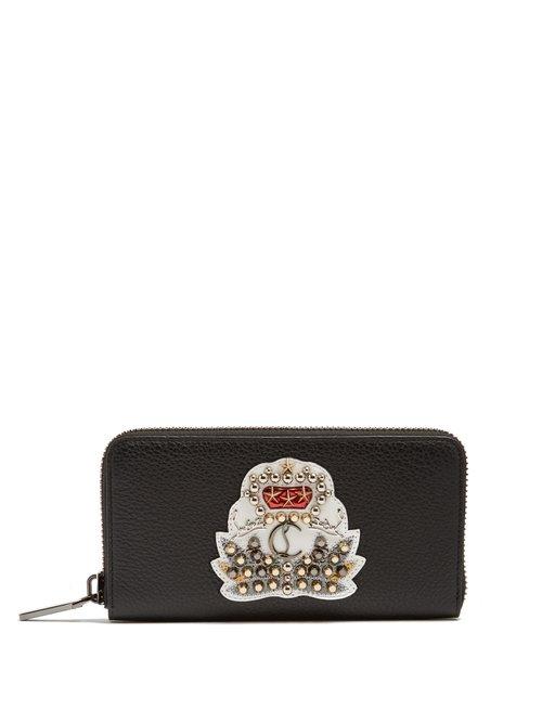 Matchesfashion.com Christian Louboutin - Panettone Crest Embellished Leather Wallet - Mens - Black