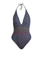 Missoni Mare Glitter Striped-knit Halter-neck Swimsuit
