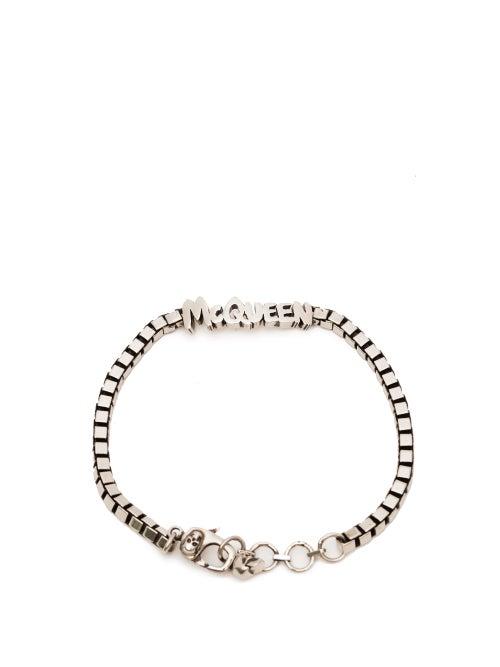 Alexander Mcqueen - Graffiti-logo Bow-link Bracelet - Mens - Silver