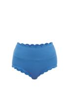 Matchesfashion.com Marysia - Santa Monica Scalloped High-rise Bikini Briefs - Womens - Blue