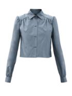 Ladies Rtw Julie De Libran - Cropped Cotton Jacket - Womens - Blue