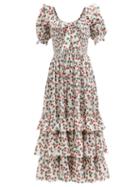Muzungu Sisters - Lola Snail-print Tiered Cotton-poplin Midi Dress - Womens - White Print