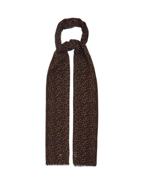 Matchesfashion.com Saint Laurent - Leopard-print Cashmere Scarf - Womens - Leopard