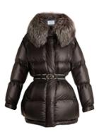 Prada Fur-trimmed Quilted-nylon Hooded Coat