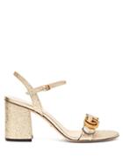 Matchesfashion.com Gucci - Gg Marmont Metallic-leather Sandals - Womens - Gold