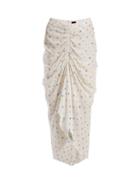 Matchesfashion.com Joseph - Floral Print Ruched Skirt - Womens - White Print