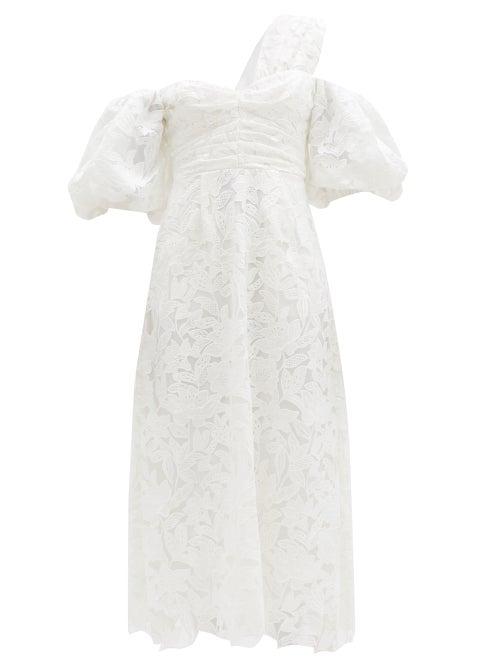 Matchesfashion.com Self-portrait - Off-the-shoulder Giupure-lace Midi Dress - Womens - White