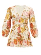 Matchesfashion.com Zimmermann - Bonita Floral-print Linen Playsuit - Womens - Cream Print
