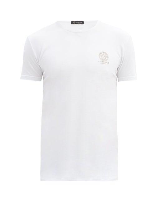 Matchesfashion.com Versace - Pack Of Two Logo-print Stretch-cotton T-shirts - Mens - White