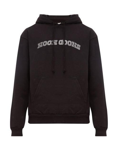 Matchesfashion.com Noon Goons - Crystal Logo Cotton Hooded Sweatshirt - Mens - Black