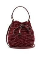 Matchesfashion.com Anya Hindmarch - The Neeson Mini Whipstitch Velvet Bucket Bag - Womens - Burgundy