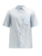 Matchesfashion.com Pro - Short-sleeve Silk-voile Shirt - Mens - Light Blue