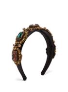 Matchesfashion.com Dolce & Gabbana - Crystal Embellished Embroidered Headband - Womens - Multi