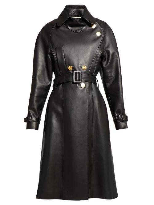 Matchesfashion.com Alexandre Vauthier - Belted Double Breasted Leather Coat - Womens - Black