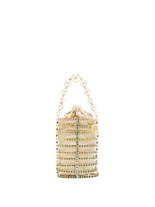 Matchesfashion.com Rosantica - Melanie Faux-pearl And Crystal-embellished Bag - Womens - Beige Multi