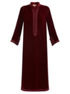 Matchesfashion.com Muzungu Sisters - Alia Woven-trim Velvet Tunic Dress - Womens - Burgundy