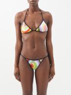 Pucci - Striped Triangle Bikini Top - Womens - Multi