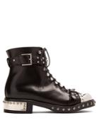Alexander Mcqueen Stud-embellished Leather Ankle Boots