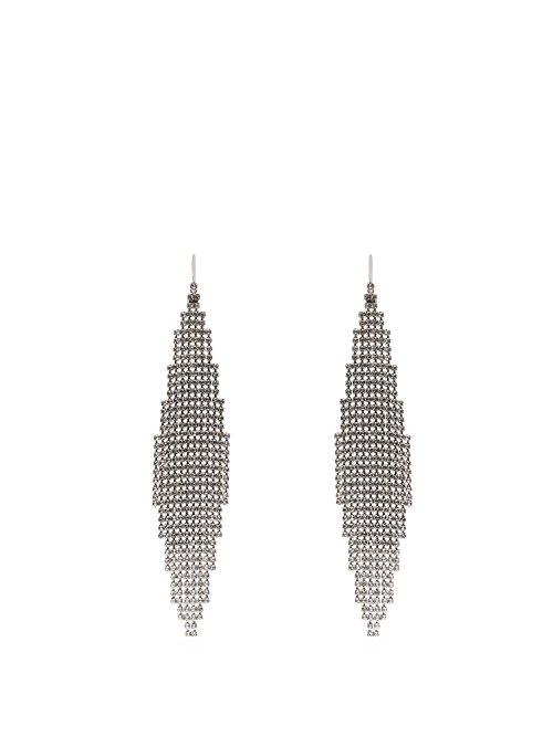 Matchesfashion.com Saint Laurent - Smoking Crystal Embellished Drop Earrings - Womens - Crystal