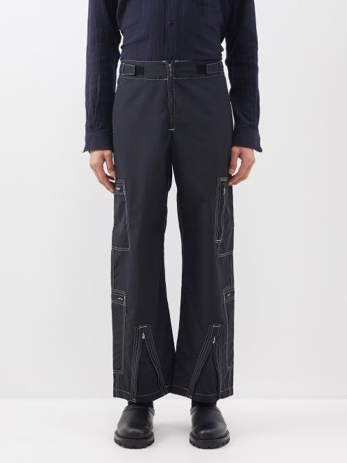 Noma T.d - Topstitched Nylon Trousers - Mens - Black