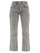 Raey - Crop Organic-cotton Blend Kick-flare Jeans - Womens - Light Grey