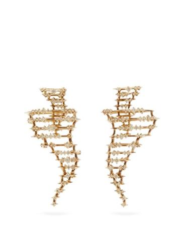 Matchesfashion.com Bibi Van Der Velden - Big Tornado Diamond & 18kt Gold Earrings - Womens - White Gold