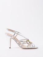 Gucci - Isa 95 Crystal-embellished Leather Sandals - Womens - Silver