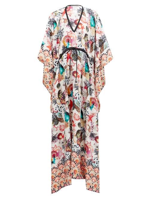 Matchesfashion.com Mary Mare - St. Tropez Shell-print Silk Kaftan - Womens - Multi