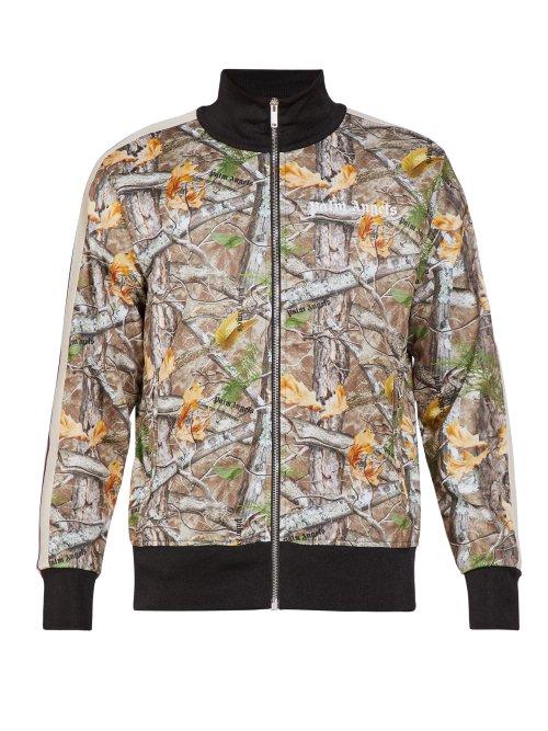 Matchesfashion.com Palm Angels - Woodland Print Zip Through Track Jacket - Mens - Brown