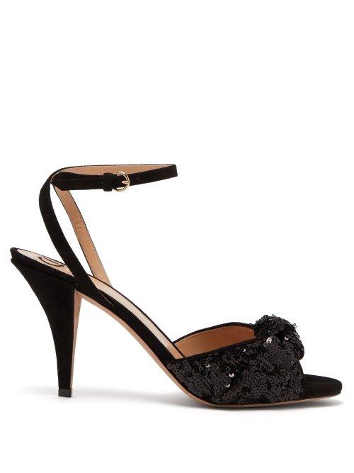 Matchesfashion.com Valentino - Liquid Metal Glow Sequin Embellished Sandals - Womens - Black
