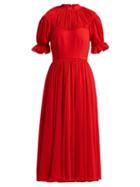 Matchesfashion.com Emilia Wickstead - Philly Gathered Crepe Midi Dress - Womens - Red