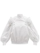 Matchesfashion.com Noir Kei Ninomiya - Pearl-embellished Cotton Blouse - Womens - White
