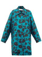 Matchesfashion.com Marques'almeida - Oversized Floral-jacquard Coat - Womens - Blue Multi