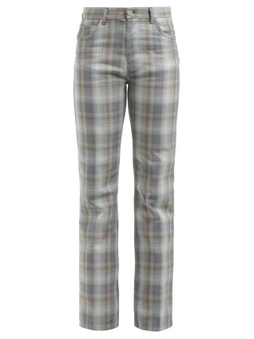 Matchesfashion.com Mm6 Maison Margiela - Straight Leg Checked Cotton Blend Trousers - Womens - Grey Multi