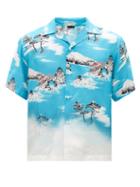 Matchesfashion.com Amiri - Faded Aloha Floral-print Silk Shirt - Mens - Blue Multi
