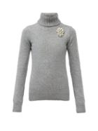Matchesfashion.com Alexander Mcqueen - Crystal-appliqu Roll-neck Sweater - Womens - Grey