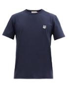 Mens Rtw Maison Kitsun - Fox Head-patch Cotton-jersey T-shirt - Mens - Navy
