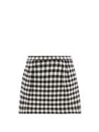 Matchesfashion.com Redvalentino - Checked Wool-blend Skort - Womens - White Black