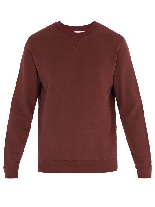 Matchesfashion.com Sunspel - Crew Neck Cotton Jersey Sweatshirt - Mens - Burgundy