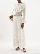 Zimmermann - Palm-embroidered Voile Trousers - Womens - Ivory