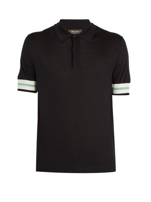 Matchesfashion.com Berluti - Ribbed Cuff Polo Shirt - Mens - Black