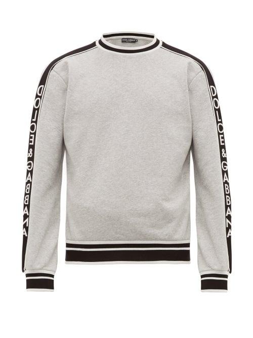 Matchesfashion.com Dolce & Gabbana - Logo Jacquard Cotton Sweatshirt - Mens - Grey