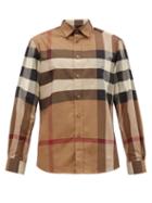 Matchesfashion.com Burberry - Oversized-check Cotton-blend Shirt - Mens - Brown