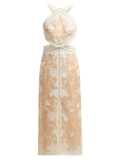 Matchesfashion.com Zimmermann - Corsage Lily Halterneck Dress - Womens - Nude