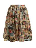 Prada Comic-print Flared Skirt