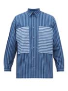 Matchesfashion.com E. Tautz - Striped Lineman Cotton Shirt - Mens - Navy Multi