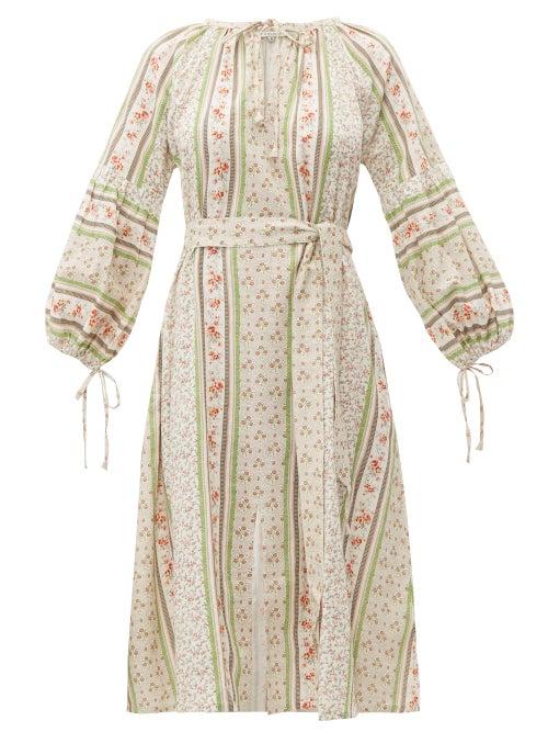 Matchesfashion.com D'ascoli - Devon Print Cotton Voile Dress - Womens - Pink